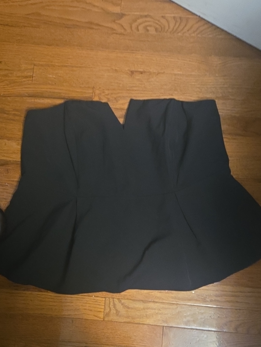 City Chic Strapless Black Peplum Dress with V-Notch